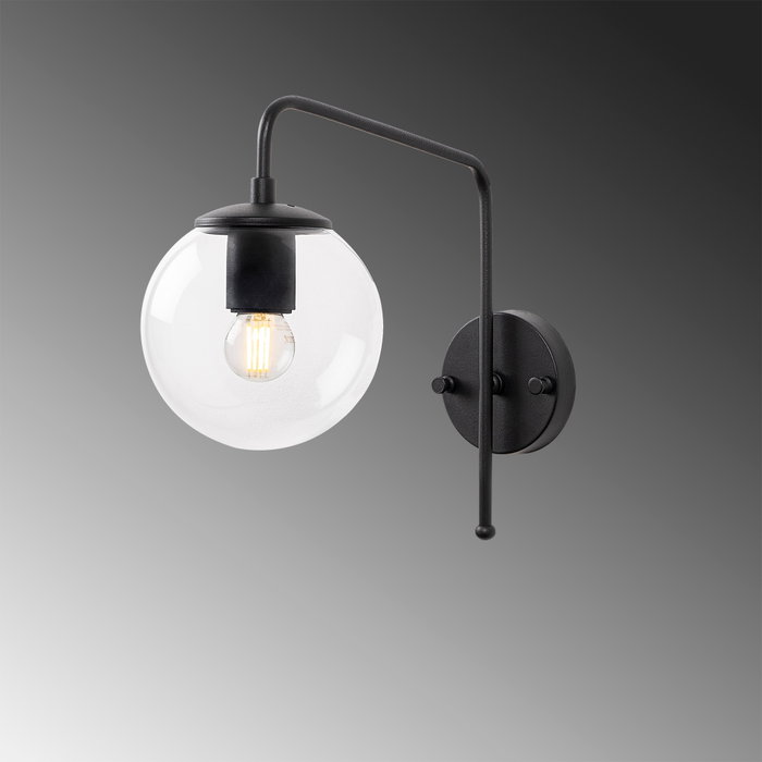 Opviq Lámpara de pared con cuerpo metálico y tapa de cristal Blanco y negro Opviq Lámpara de pared con cuerpo metálico y tapa de cristal Blanco y negro